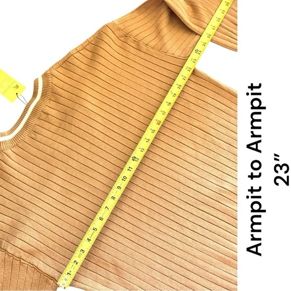 Burberry Pullover V-Neck Cardigan XL Caramel Brown/White Quiet Luxury NWT - Picture 9 of 14